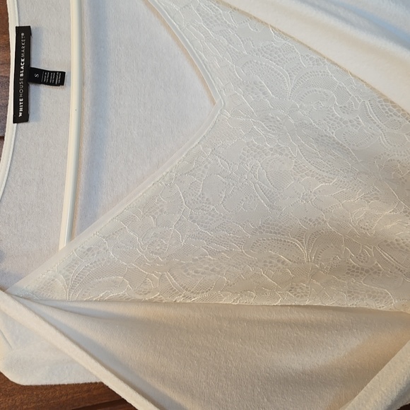 White House Black Market Cream Long Sleeve Wrap Blouse - Picture 3 of 3